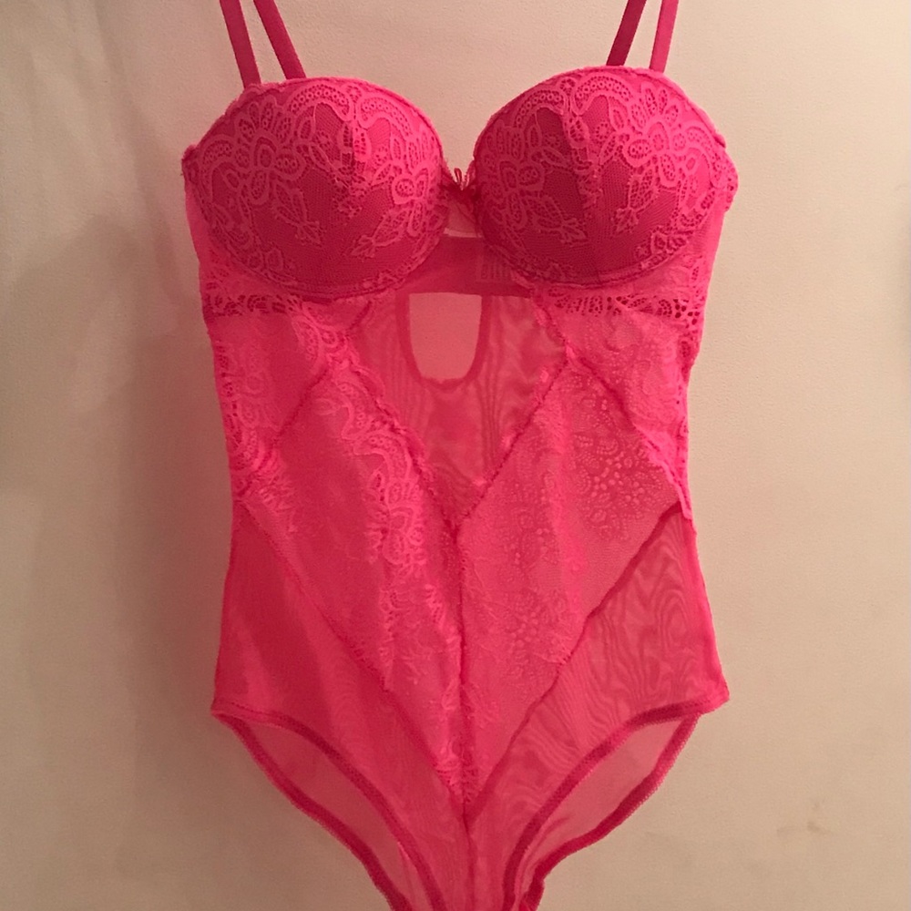 Pink lace babydoll lingerie